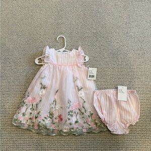 Girls size 6-9 months Laura Ashley Dress with Floral Embroidery - NWT
